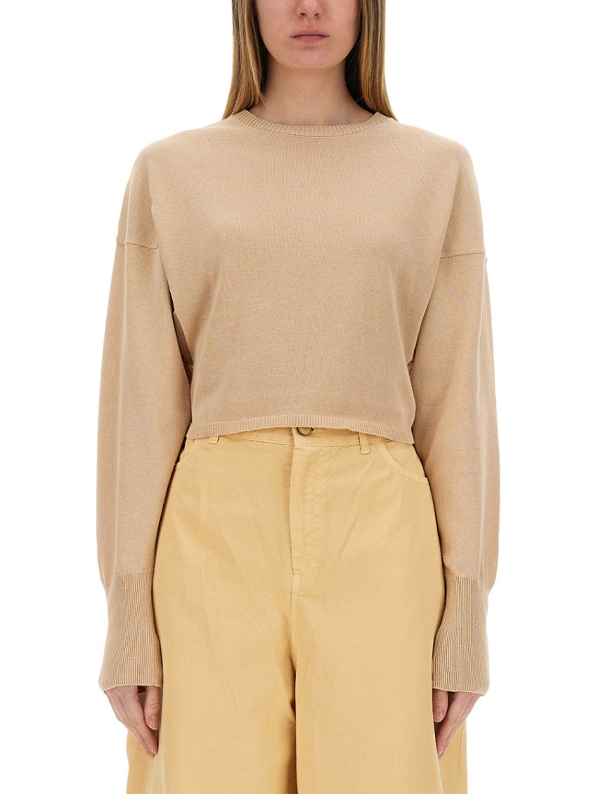 Beige Knitted Crew Neck Sweater 1