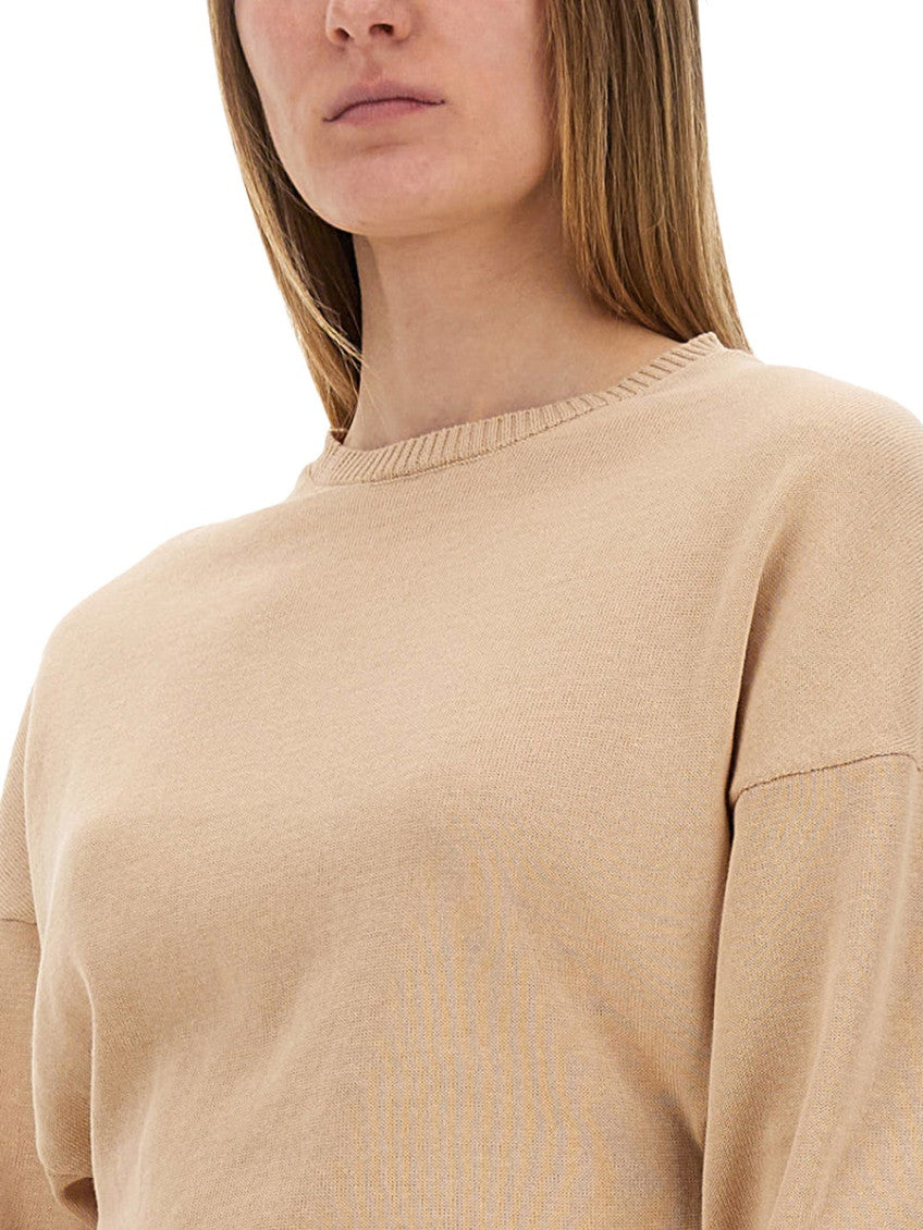Beige Knitted Crew Neck Sweater 3