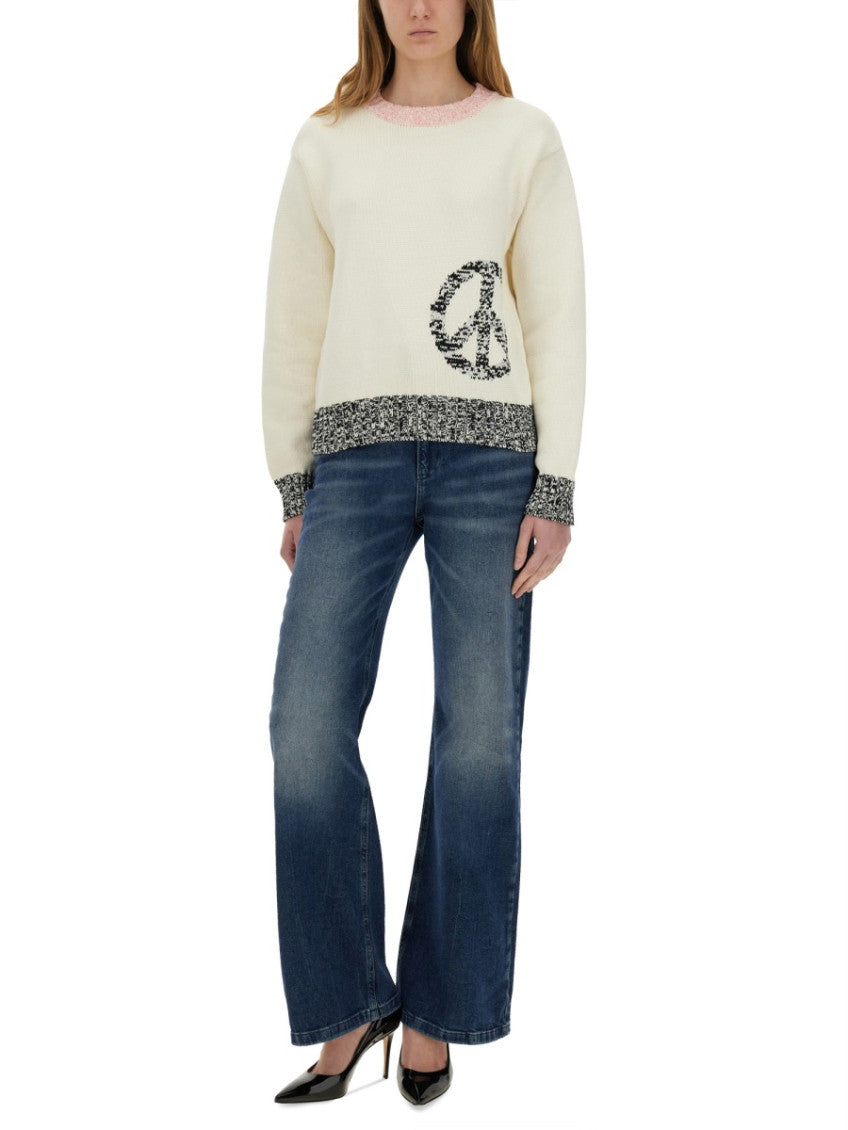 White Logo Crew Neck Sweater 4