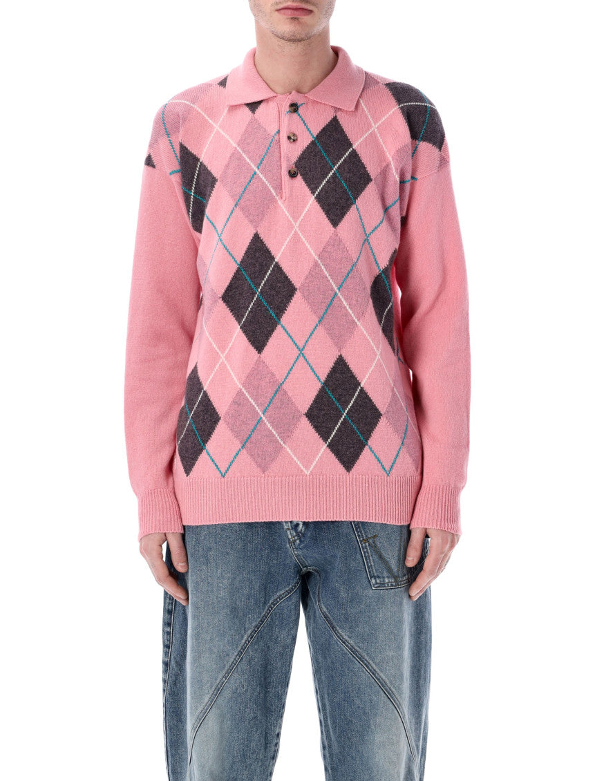 Light Pink None Button Down Collar Polo 1