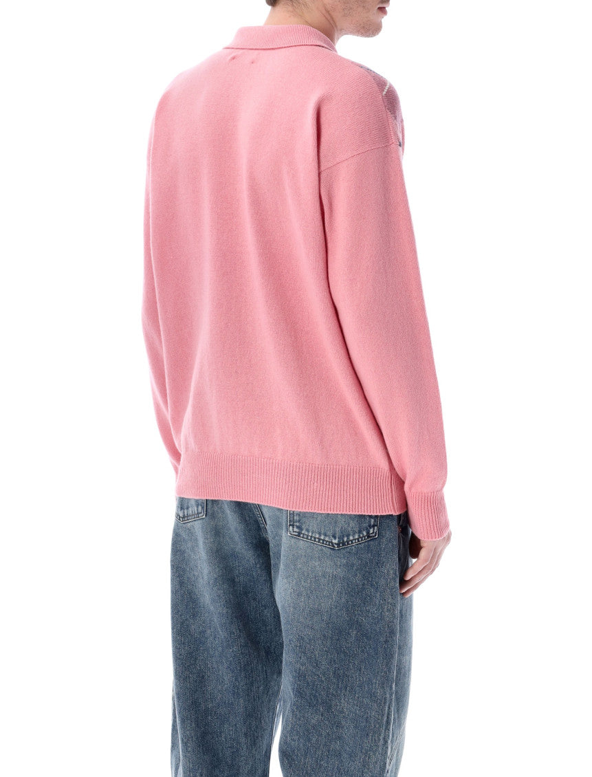 Light Pink None Button Down Collar Polo 2