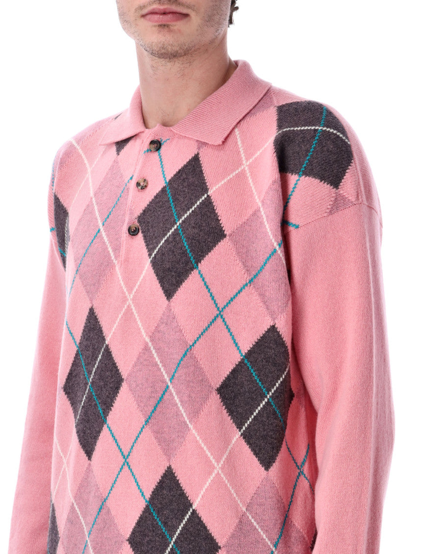 Light Pink None Button Down Collar Polo 3