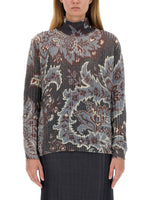 Multicolor Paisley Mock Collar Sweater 1
