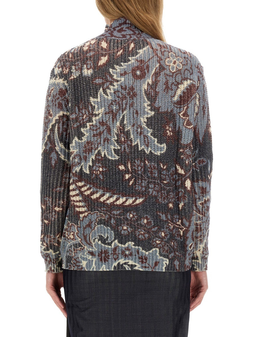 Multicolor Paisley Mock Collar Sweater 2