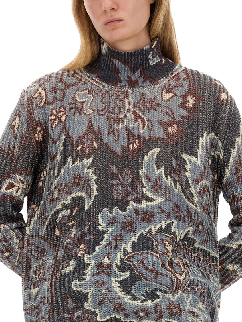 Multicolor Paisley Mock Collar Sweater 3