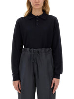 Navy Blue Solid Shirt Collar Sweater 1