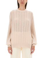 Beige Knitted Crew Neck Sweater 1