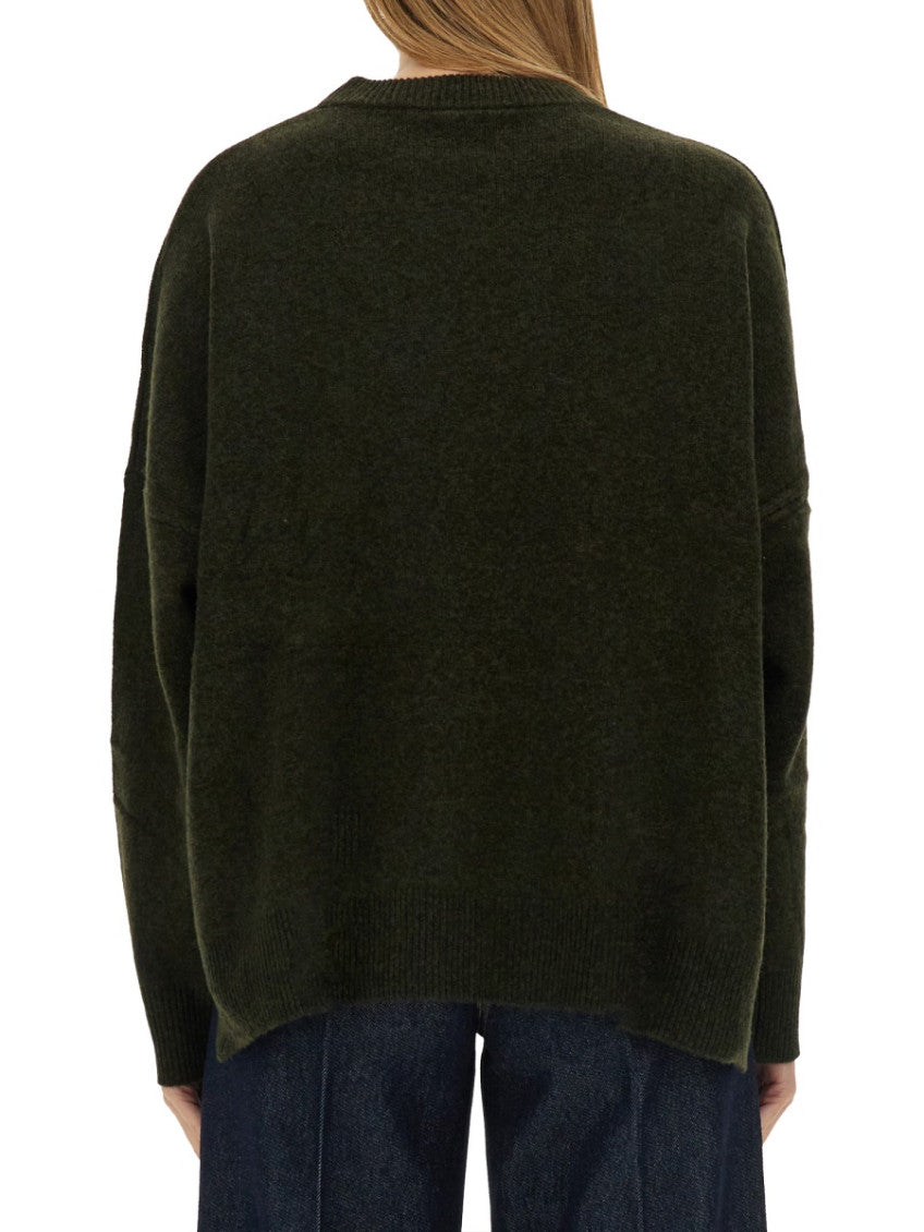 Green Solid Crew Neck Sweater 2