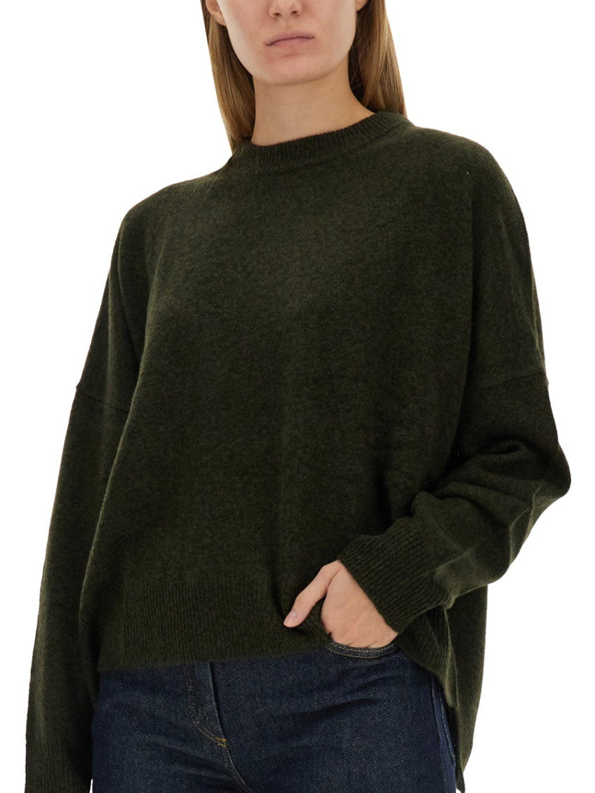 Green Solid Crew Neck Sweater 3