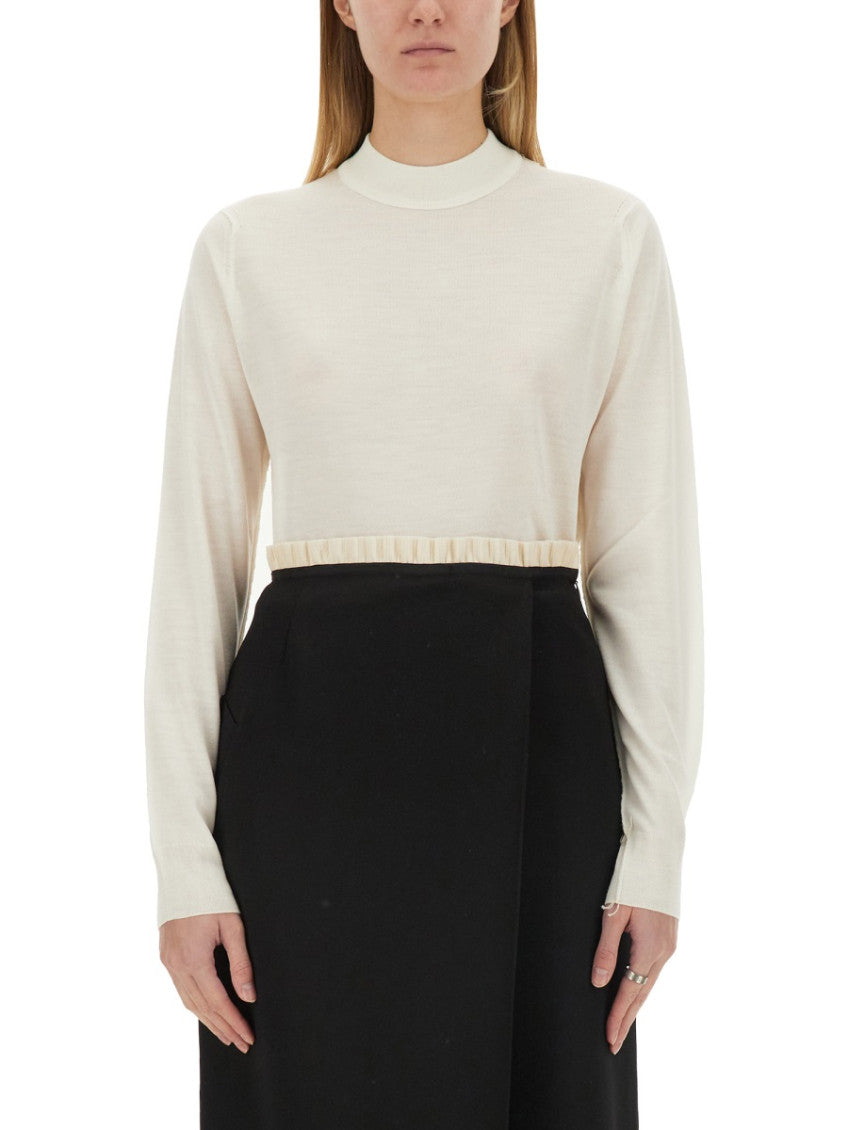 White Solid Mock Collar Sweater 1