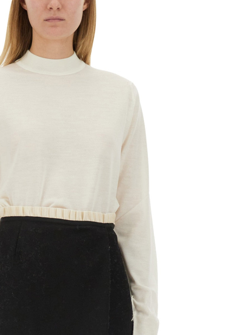 White Solid Mock Collar Sweater 3