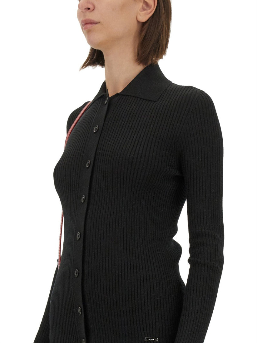 Black Knitted Shirt Collar Sweater 3