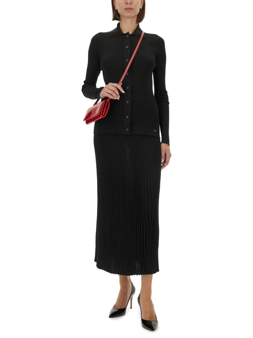 Black Knitted Shirt Collar Sweater 4