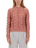Pink Textured Crew Neck Sweater 1