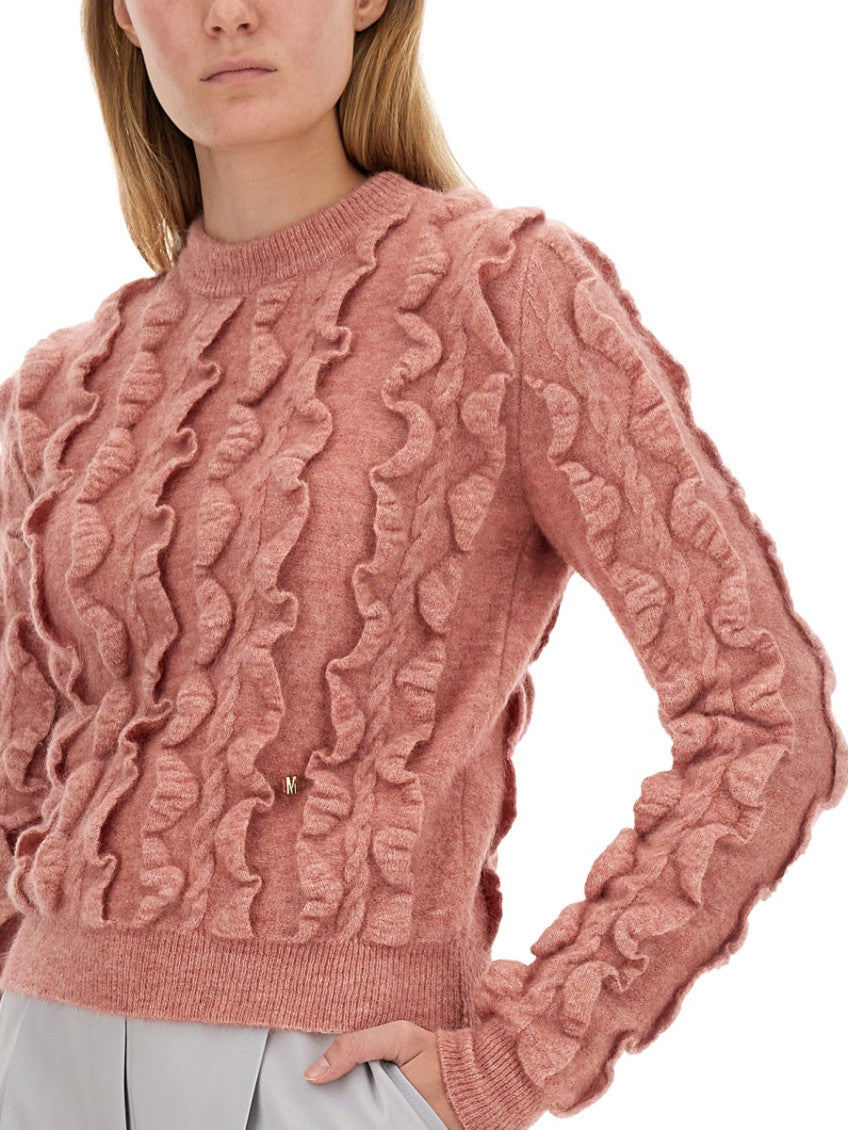 Pink Textured Crew Neck Sweater 3