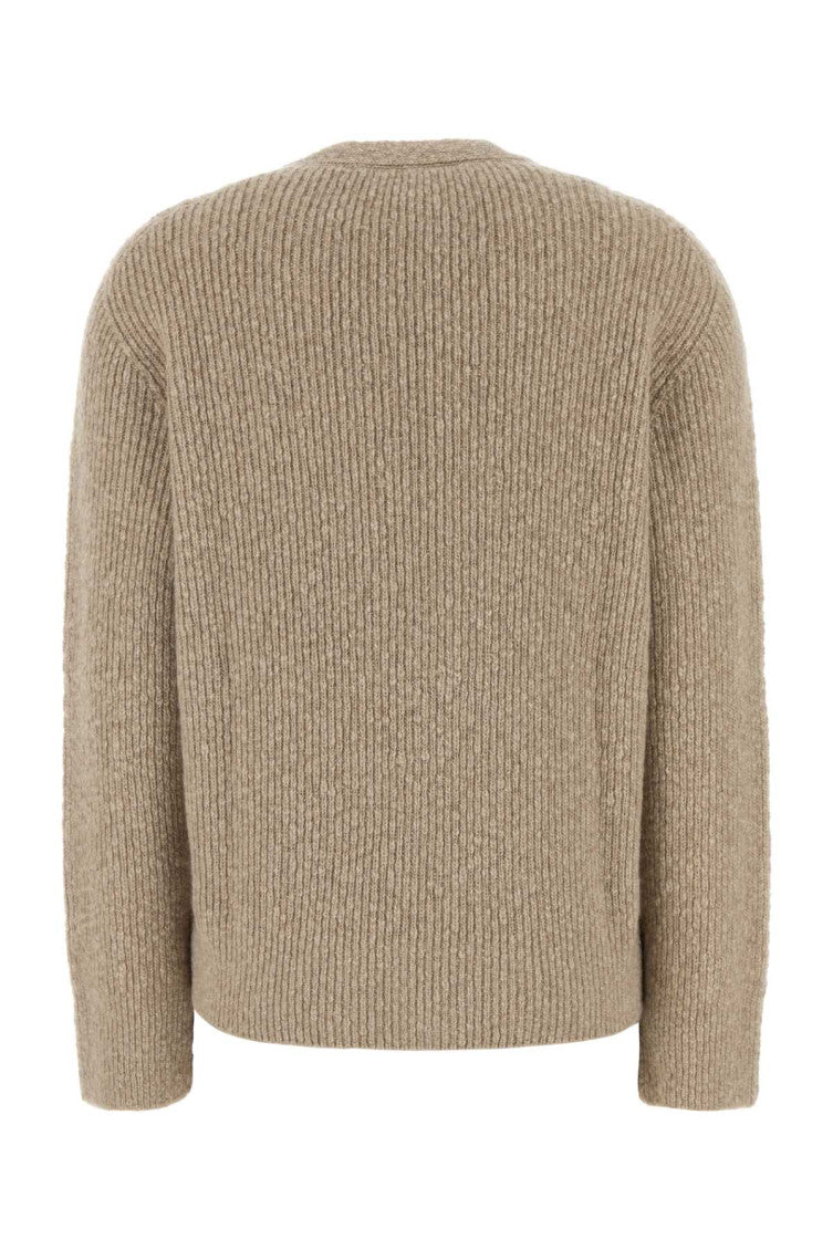 Beige Knitted V-Neck Cardigan 2