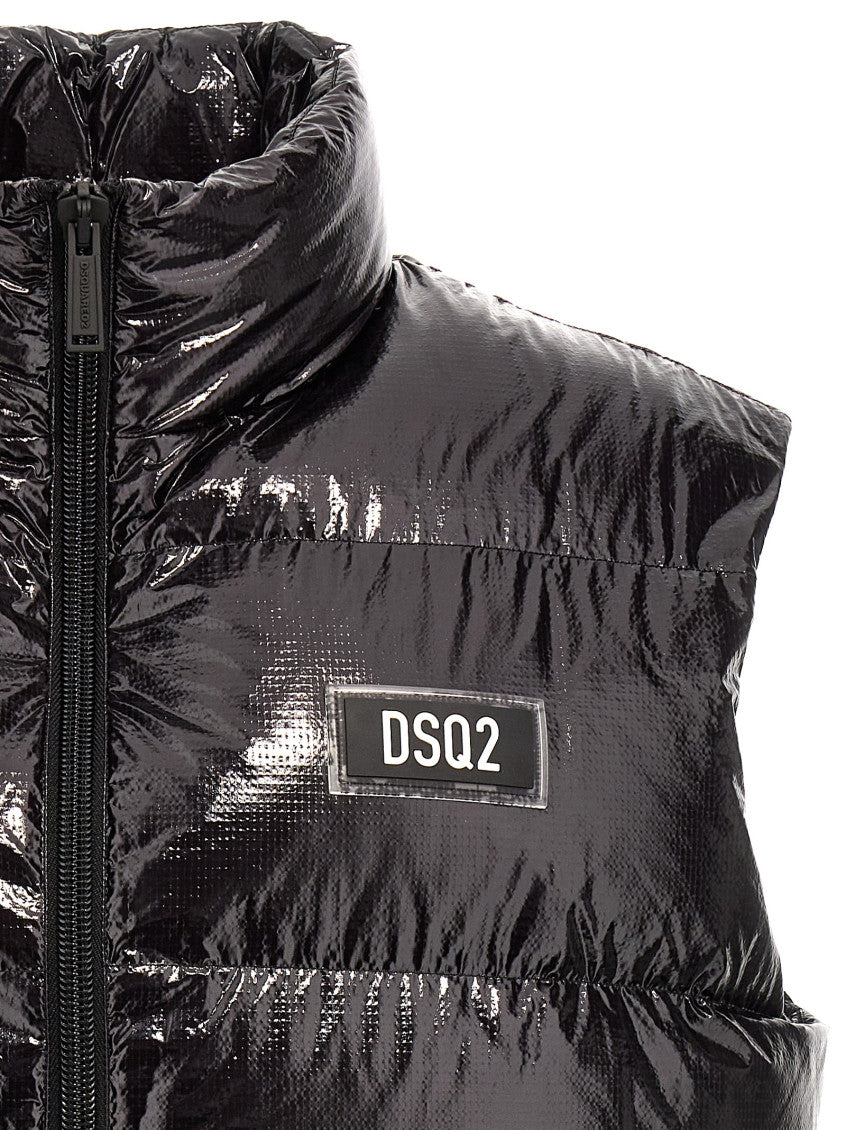 Black Quilted Logo Jacket 3