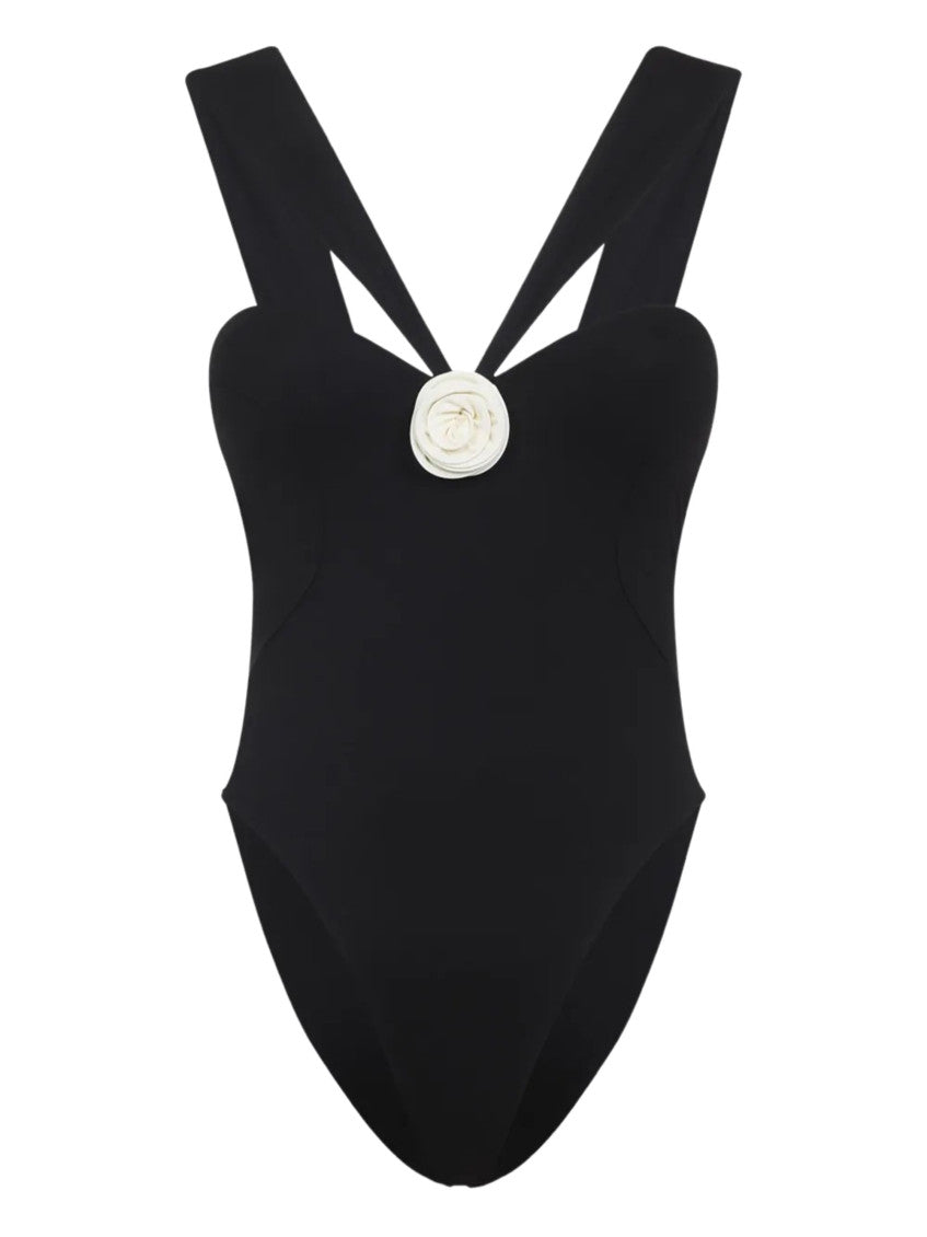 Black Solid Swimwear 1