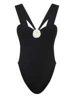 Black Solid Swimwear 1