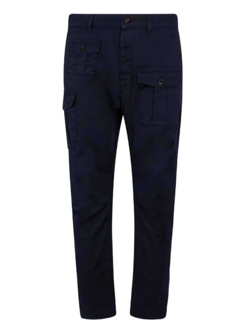 Blue Solid Cargos Pants 1