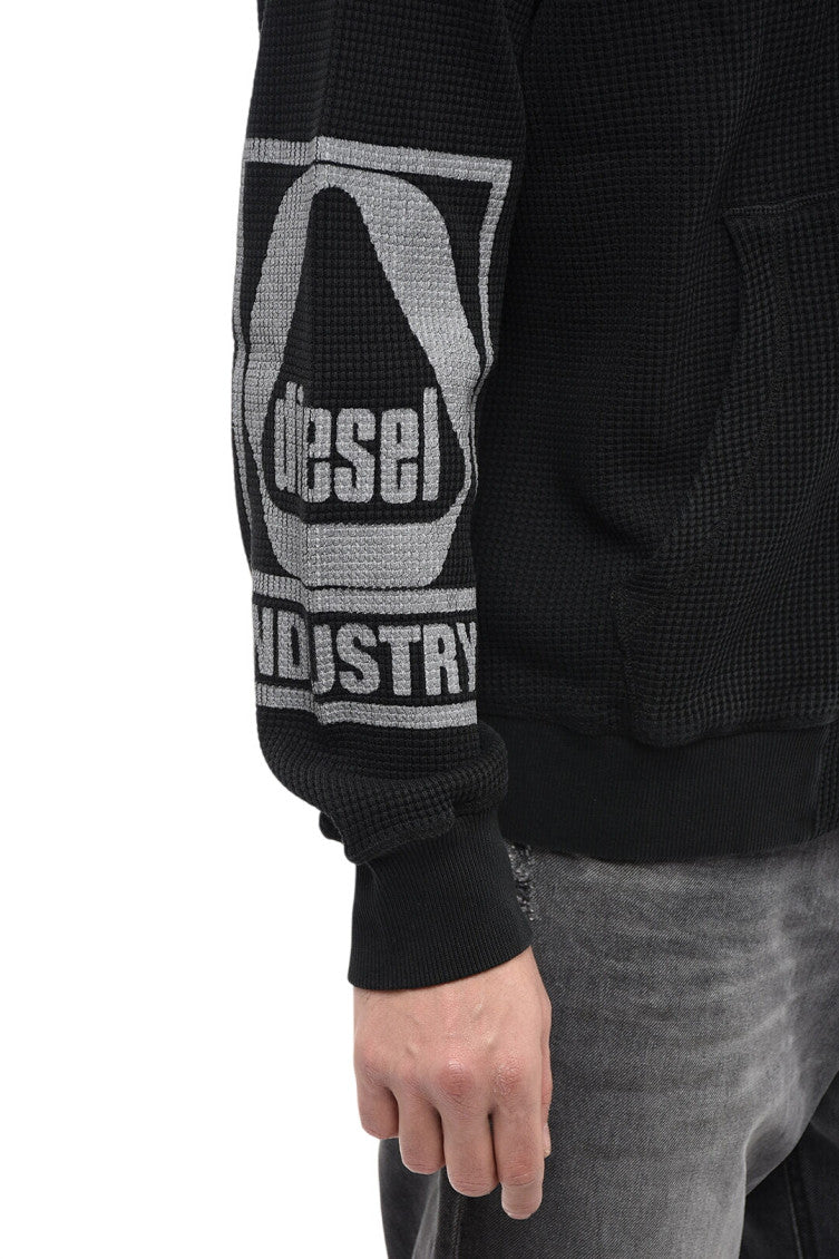 Black Knitted Zip Up Hoodie 3