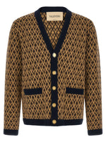 Multicolor Jacquard V Neck Cardigan 1