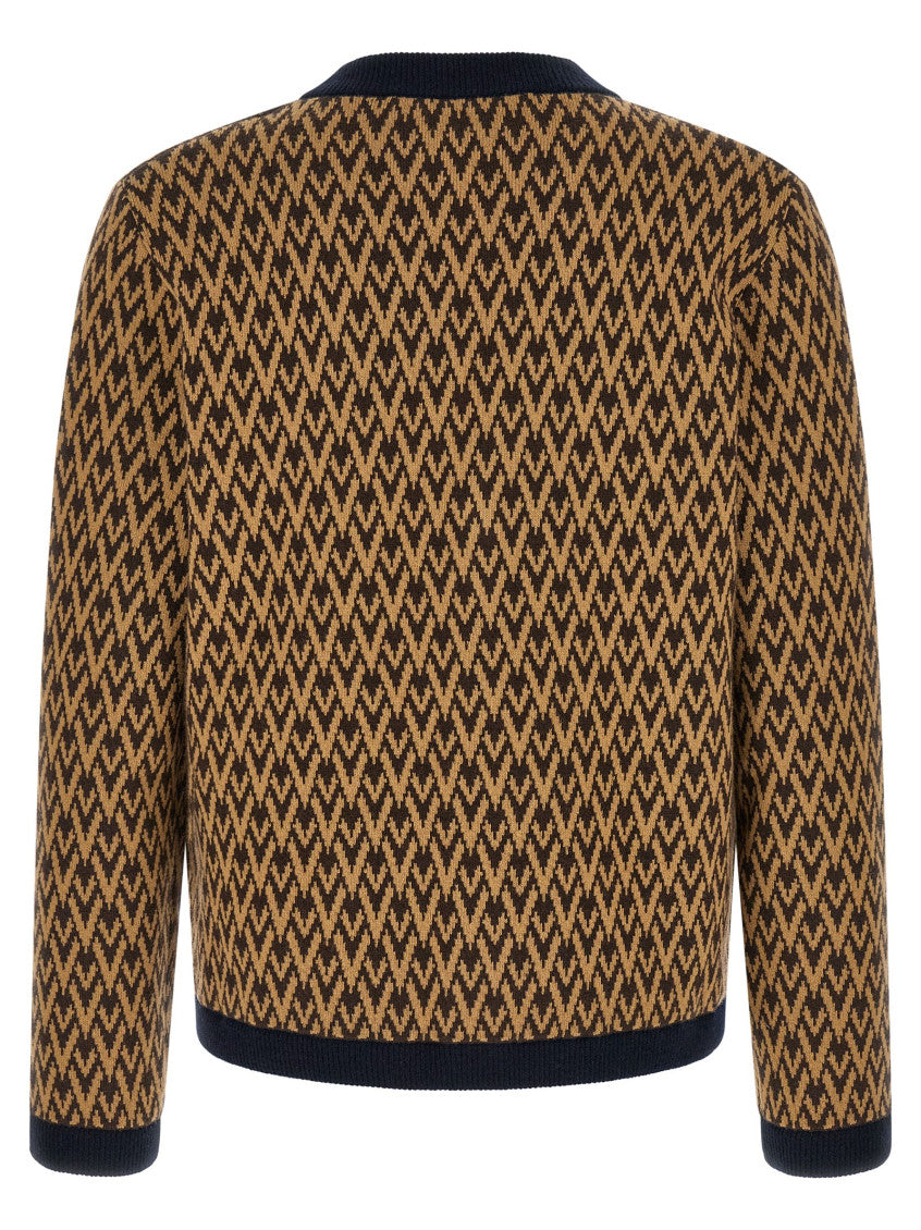 Multicolor Jacquard V Neck Cardigan 2