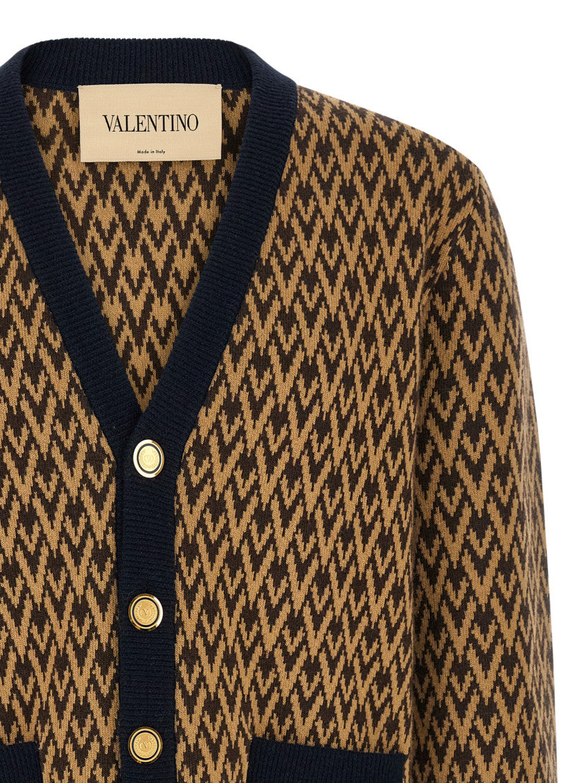 Multicolor Jacquard V Neck Cardigan 3