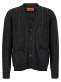 Blue Textured V Neck Cardigan 1