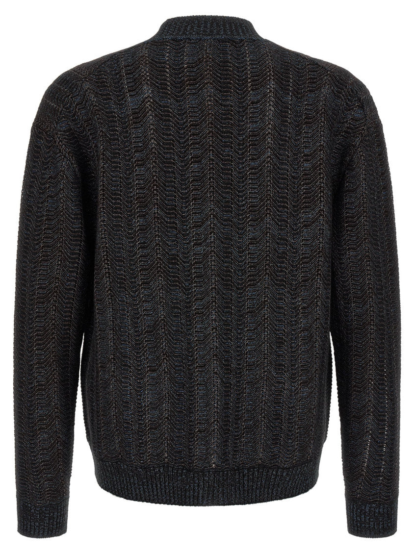Blue Textured V Neck Cardigan 2