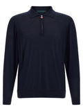 Blue Solid Shirt Collar Polo 1