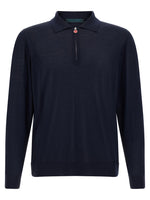 Blue Solid Shirt Collar Polo 1