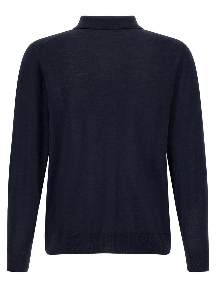 Blue Solid Shirt Collar Polo 2