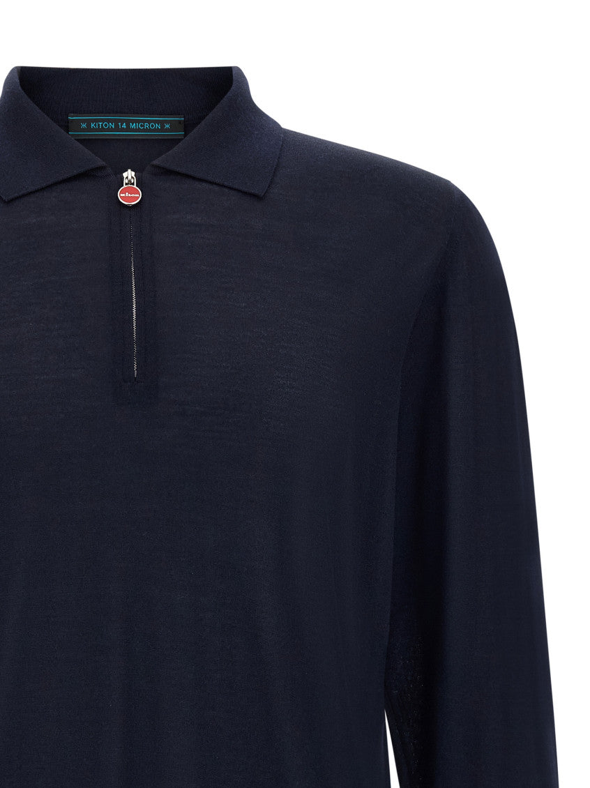 Blue Solid Shirt Collar Polo 3