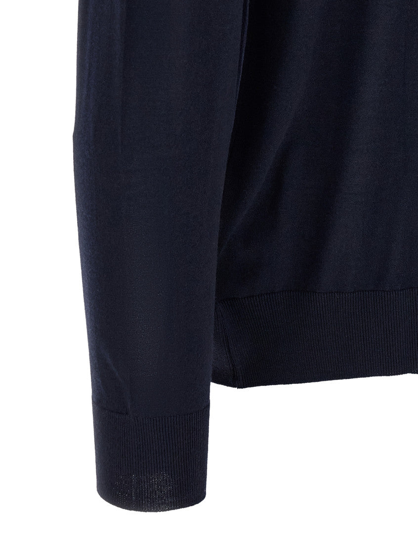 Blue Solid Shirt Collar Polo 4