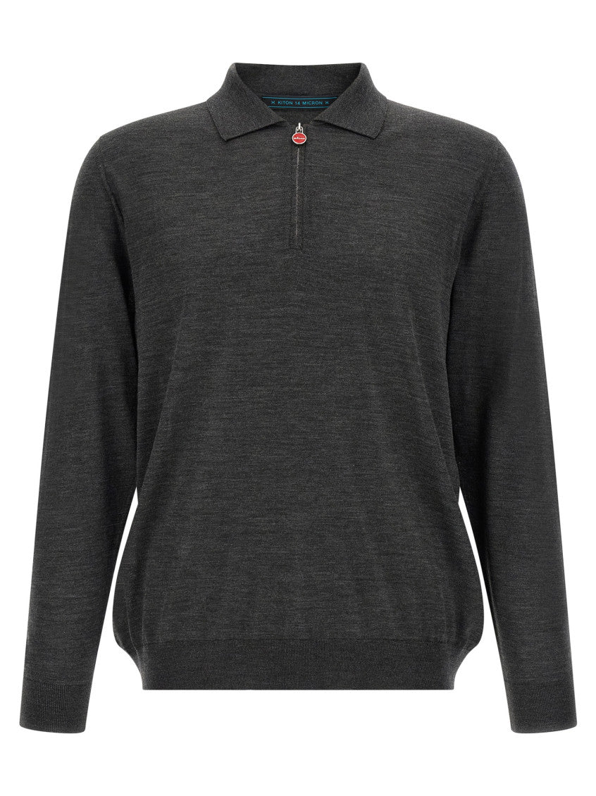 Grey Solid Shirt Collar Polo 1