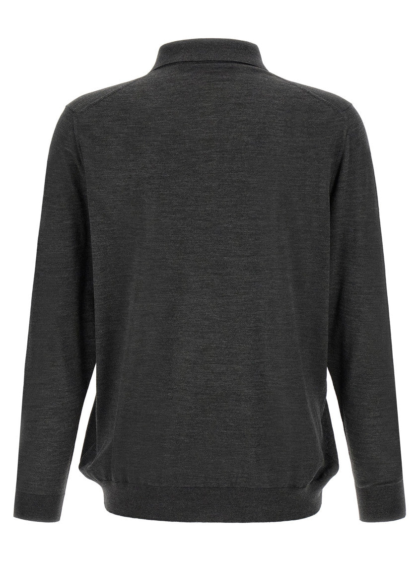 Grey Solid Shirt Collar Polo 2
