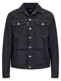 Blue Quilted Shirt Collar Jacket 1