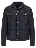 Blue Quilted Shirt Collar Jacket 1