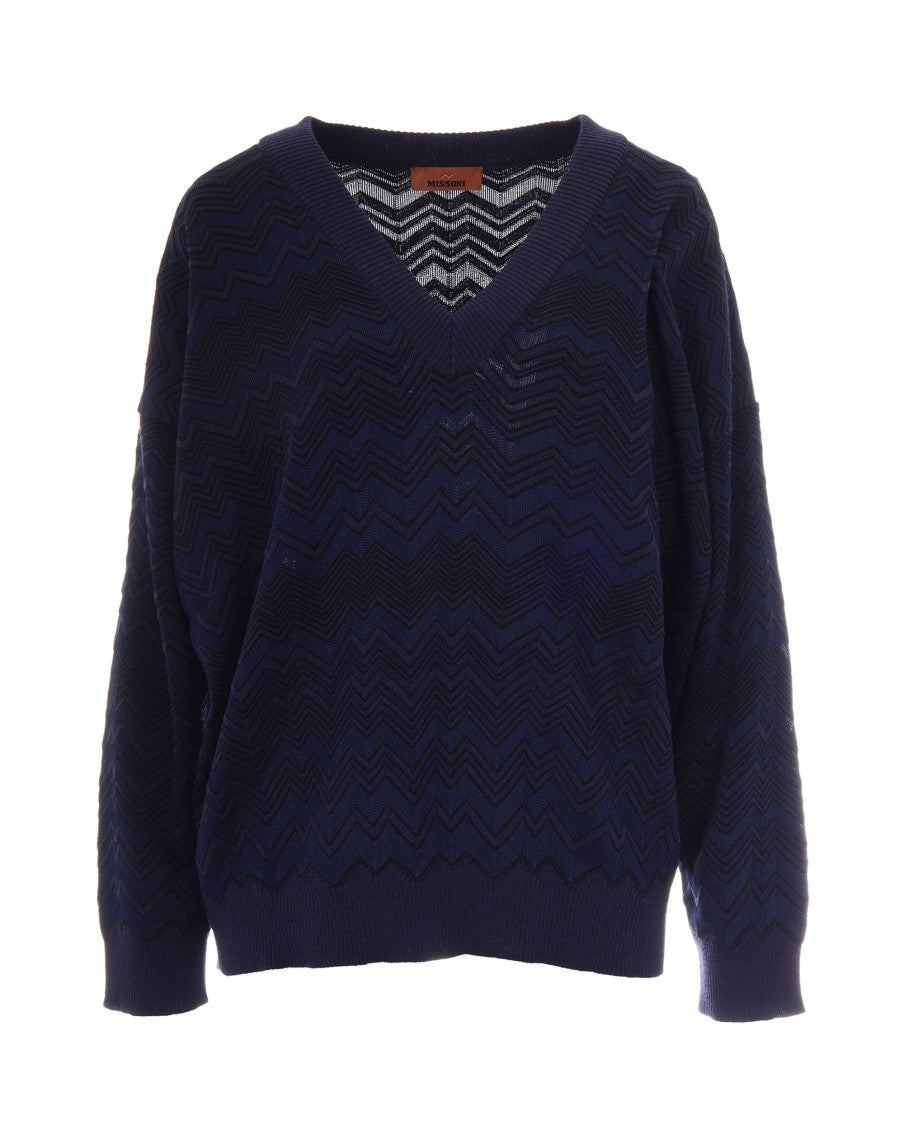 Navy Blue V Neck Sweater 1