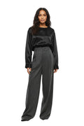 Grey Loose Flat Front Pants 1