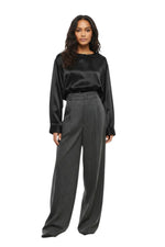 Grey Loose Flat Front Pants 1