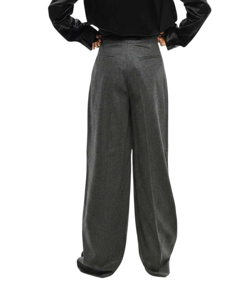 Grey Loose Flat Front Pants 2