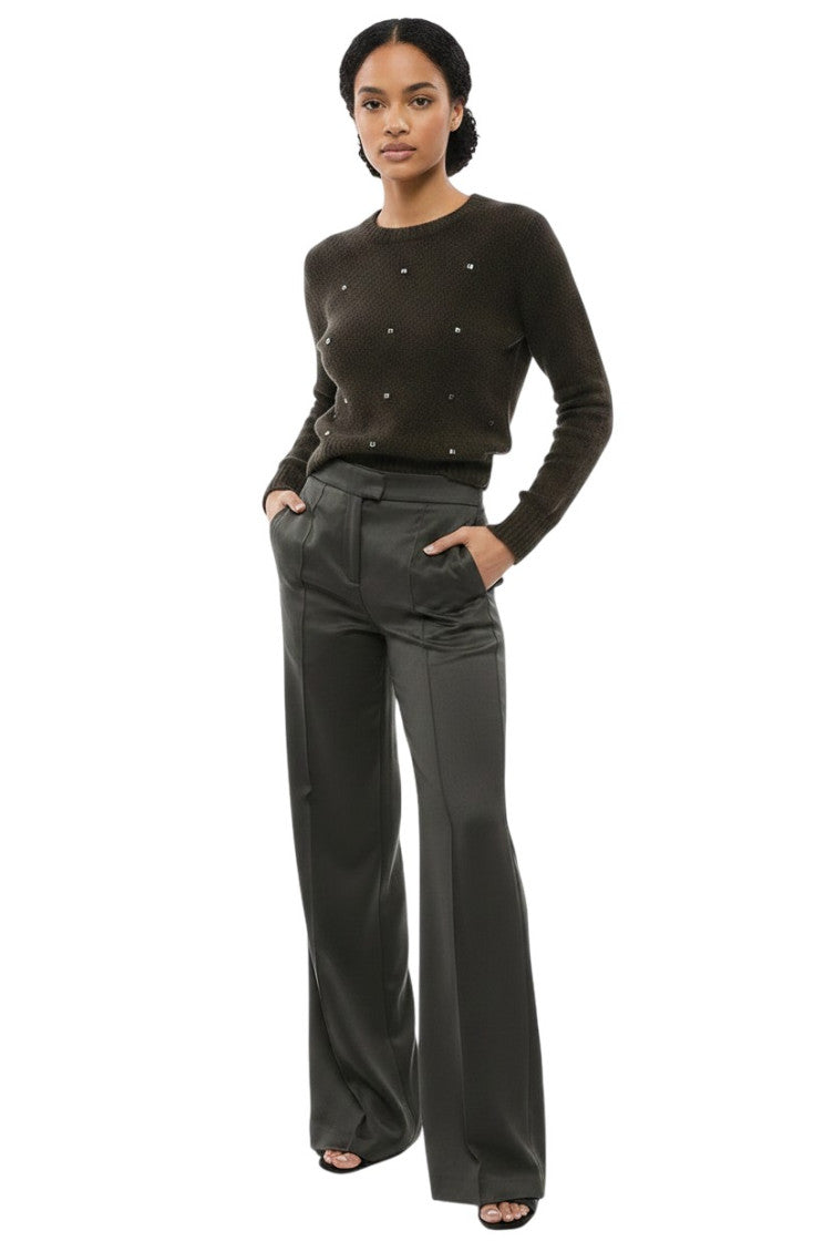 Dark Grey Tailored Flat Front Pants 1