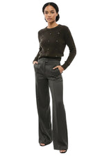 Dark Grey Tailored Flat Front Pants 1