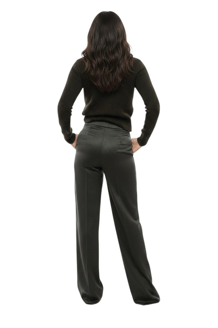 Dark Grey Tailored Flat Front Pants 2