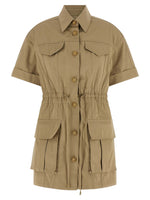 Green Solid Shirt Collar Mini Dress 1