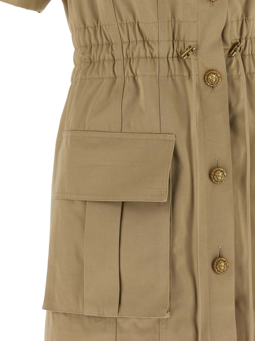 Green Solid Shirt Collar Mini Dress 6