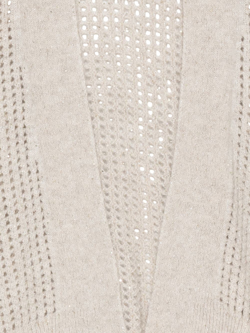 Beige Knitted Shawl Neck Sweater 3