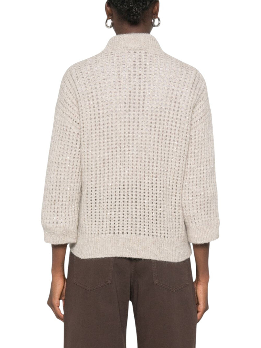 Beige Knitted Crew Neck Sweater 3